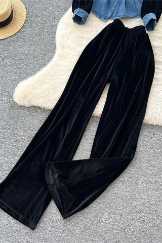 Stylish Denim and Velvet Pants Set