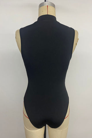 Draped Lace Inset Bodysuit