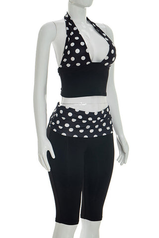 Halter Polka Dot Pants Set