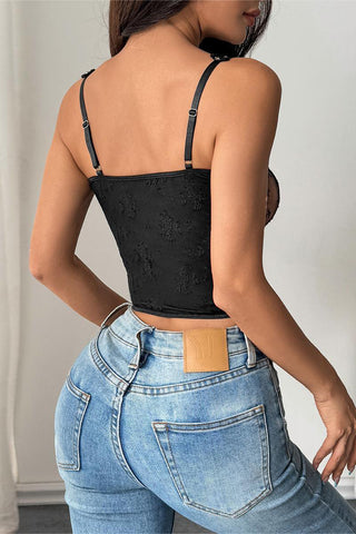 Lace Trimmed Sheer Bustier Cami