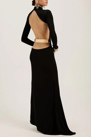 Elegant Long-Sleeve Evening Gown