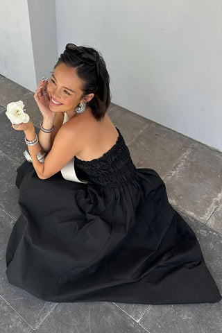 Strapless Maxi Dress with Flared Skirt