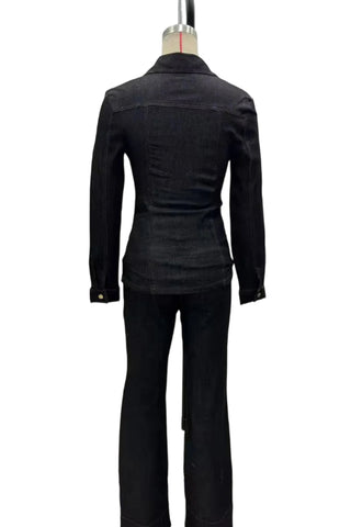 Button-Front Denim Straight Jeans