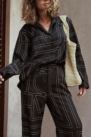 Stylish Geometric Print Pants Set