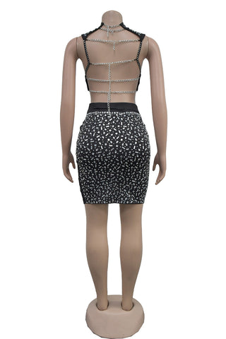 Embellished Sleeveless Mini Skirt Set