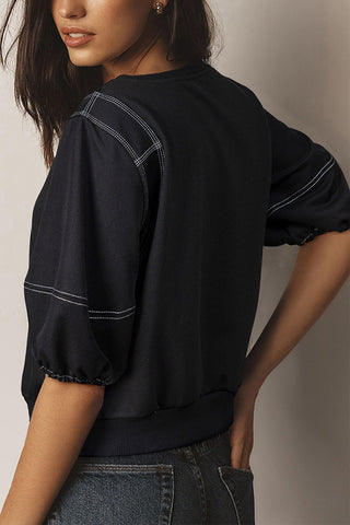 Stylish Mock Neck Puff Sleeve Top