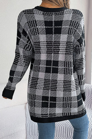 Classic Plaid Open-Front Cardigan