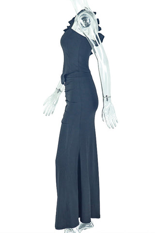 One-Shoulder Ruffle Top and Skirt Set