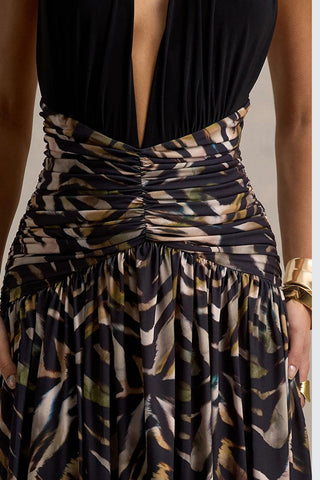 Halter Neck Printed Maxi Dress