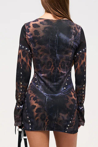 Studded Long Sleeve Mini Dress