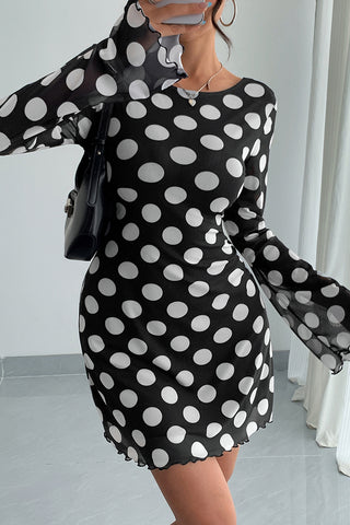 Polka Dot Open-Back Casual Dress