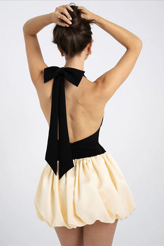 Halter Neck Two-Tone Mini Dress
