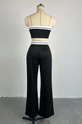 Strapless Crop Top and Wide-Leg Pants Set