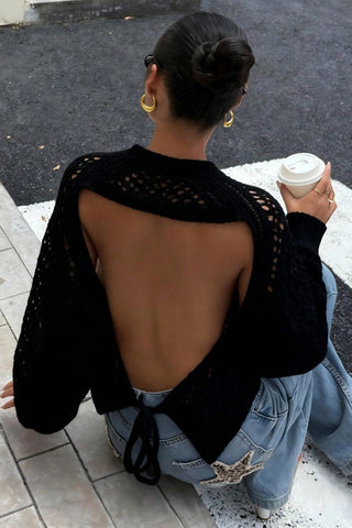 Open-Back Knit Sweater