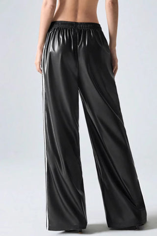 Glossy Track Wide-Leg Pants