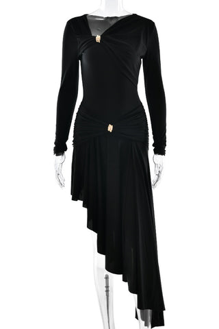 Asymmetric Draped Casual Dress