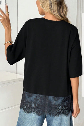 Elegant Lace Trim T-Shirt