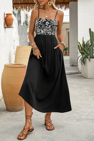 Strappy Printed Midi Dress