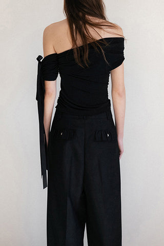 Off-Shoulder Tie Sleeve T-Shirt