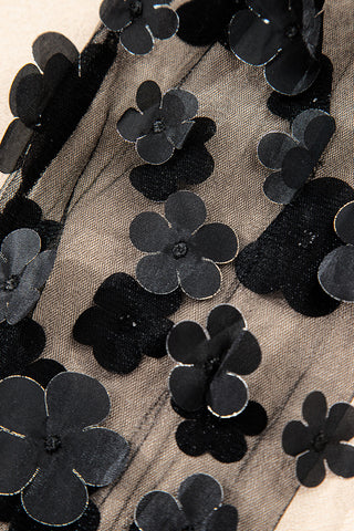 Sheer Sleeve Floral Detail Top