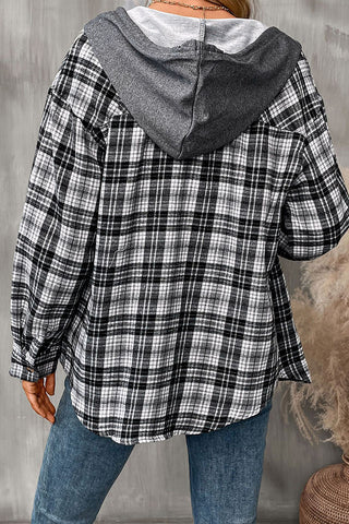 Casual Plaid Hooded Shirt