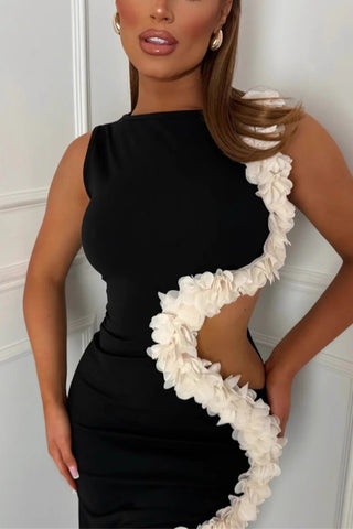 Floral Trim Evening Gown