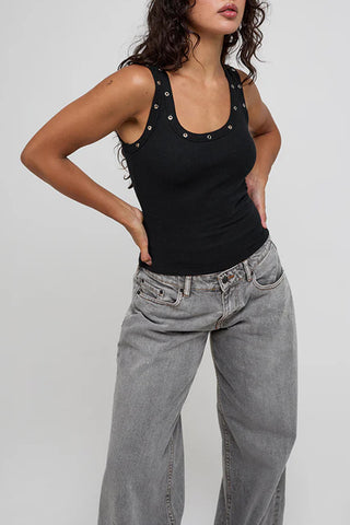 Eyelet-Trim Tank Top