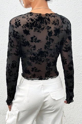Floral Mesh Long Sleeve Top