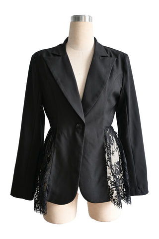 Lace Panel Peplum Blazer