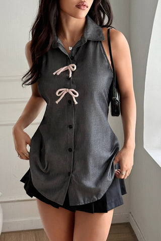Chic Bow-Detail Sleeveless Blouse