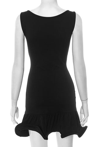 Ruffle Hem Sleeveless Mini Dress