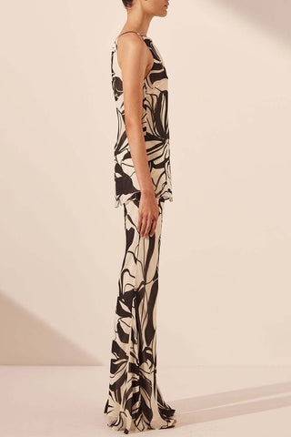 One-Shoulder Floral Pants Set