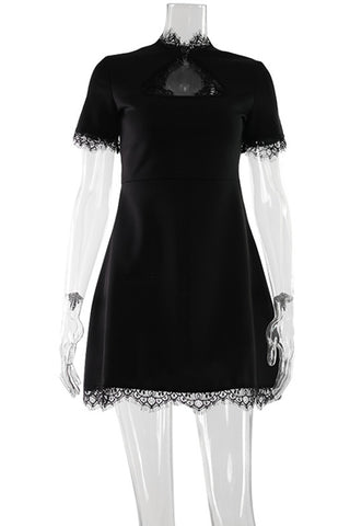 Elegant Lace-Trimmed Evening Dress