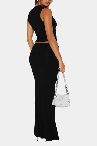 Sleeveless Crop Top and Maxi Skirt Set