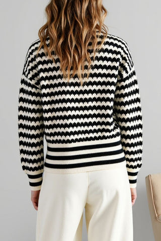 Striped Button-Up Cardigan