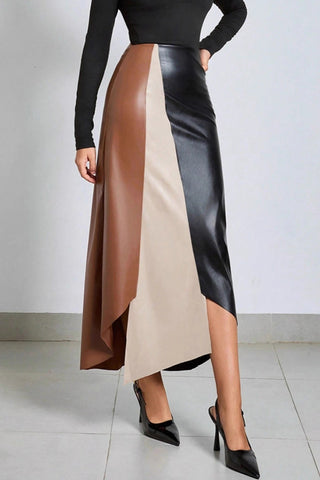Colorblock Asymmetrical Skirt