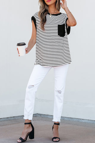 Stripe Round Neck Tank Top