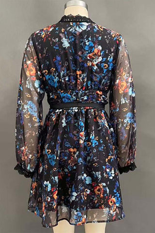 Floral V-Neck Casual Dress