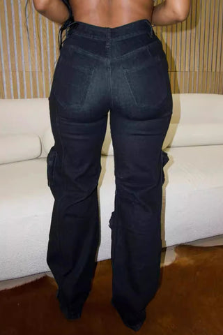 Embellished Cargo Straight-Leg Jeans
