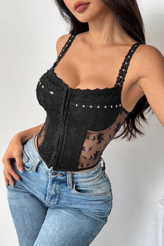 Lace Overlay Corset Tank Top