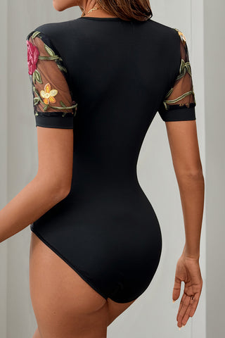 Floral Mesh Sleeve Bodysuit