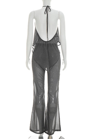 Halter-Style Polka Dot Pants Set