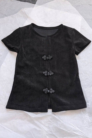 Short Sleeve Frog Button Top