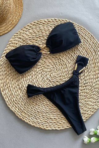 Strapless Ring-Detail Two-Piece Set