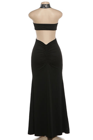 Strapless Maxi Dress with Statement Detail