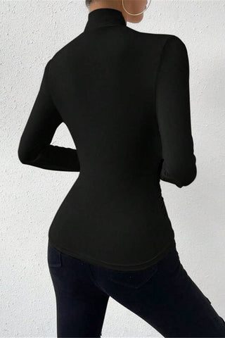 Elegant Draped Long Sleeve Top