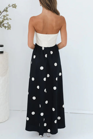 Strapless Polka Dot Casual Dress