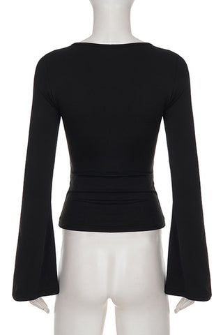 Tie-Front Long Sleeve Top