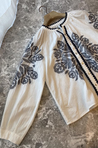 Bohemian Button-Front Blouse