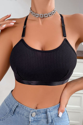 Stylish Ribbed Bralette with Adjustable Straps